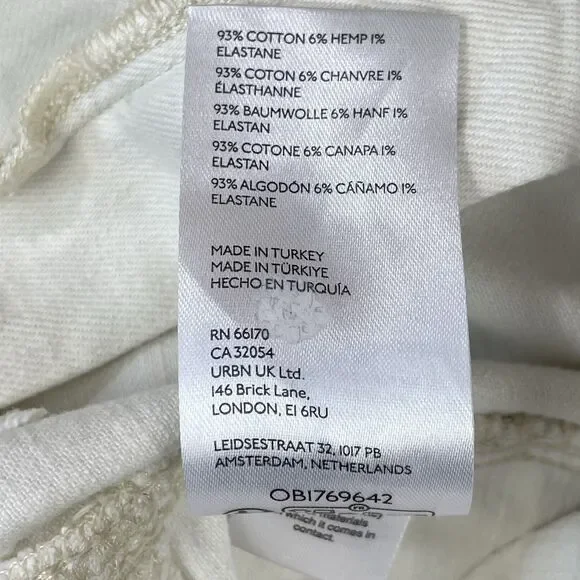 Pilcro Hemp / Cotton Baggy Pants Women’s 25 Cream / Off White Ankle Length - Picture 9 of 16